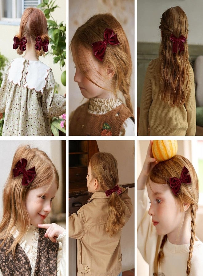KCHIES Dark Red Velvet Ribbon Hair Bows 12pcs 3” Small Burgundy Dressy Bow Alligator Clips School Uniform Decor Accessories for Teen Toddler Girls Women Christmas Valentines Xmas Gift - Image 4